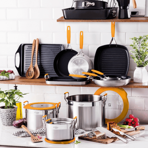 Conjunto COMPACT San Ignacio com 2 frigideiras Ø16Ø28cm + grelha quadrada 28x28cm + wok Ø28cm em alumínio forjado para indução.