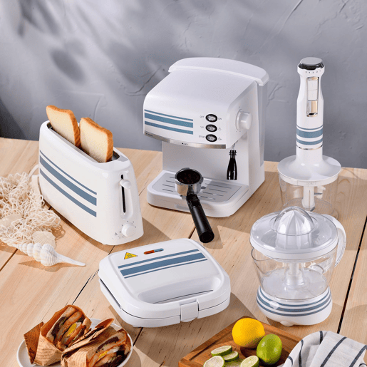Sanduicheira de 750 W com revestimento antiaderente, alça fria ao toque, termostato ajustável e proteção contra superaquecimento - NOIA Bergner