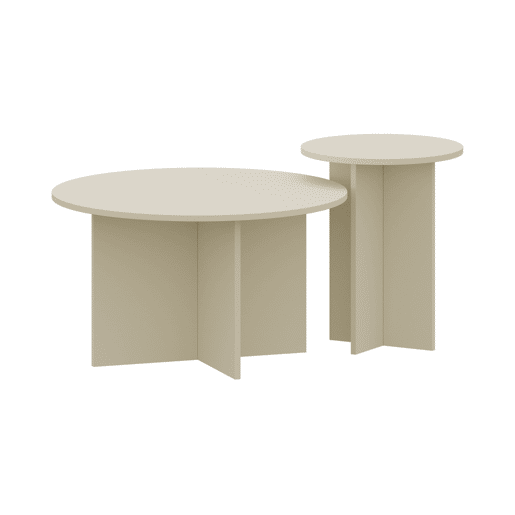 Conjunto de 2 mesas de apoio Verummetka redondas Ø72x41 cm Cor de areia en.casa