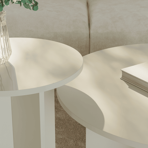 Conjunto de 2 mesas de apoio Verummetka redondas Ø72x41 cm Cor de areia en.casa