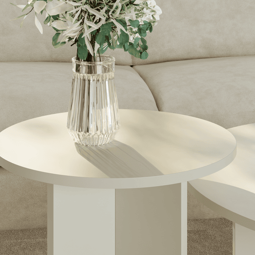 Conjunto de 2 mesas de apoio Verummetka redondas Ø72x41 cm Cor de areia en.casa