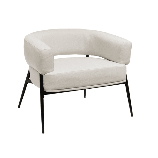 Poltrona em tecido encosto curvo base metálica, Cristo, Branco, 81.5x72.5x69 cm