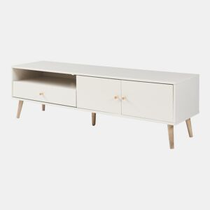 Armário para televisão Hallevil com gaveta e 2 portas 150x39x45 cm Branco en.casa