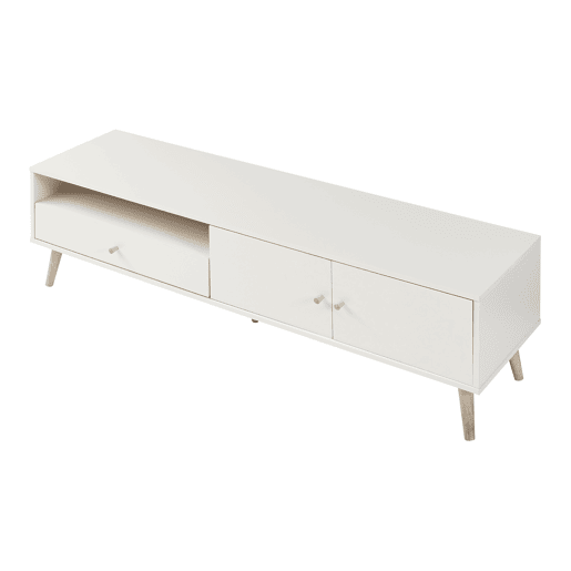 Armário para televisão Hallevil com gaveta e 2 portas 150x39x45 cm Branco en.casa