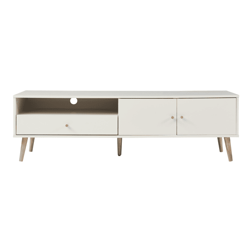 Armário para televisão Hallevil com gaveta e 2 portas 150x39x45 cm Branco en.casa