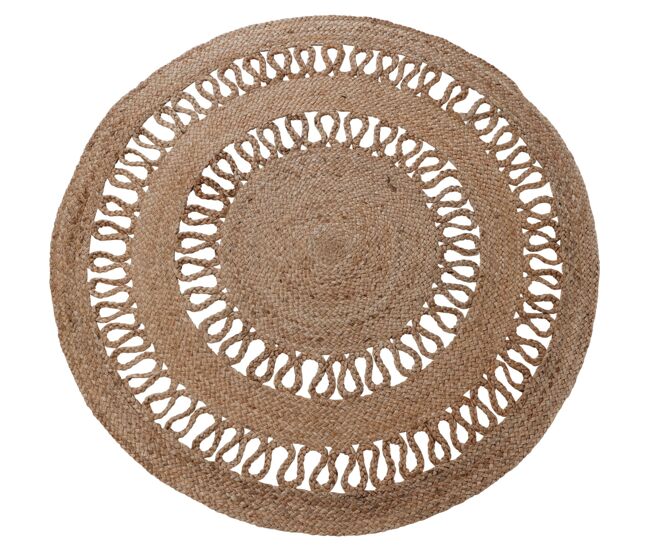 Alfombra redonda ø120cm de yute trenzado con diseño calado