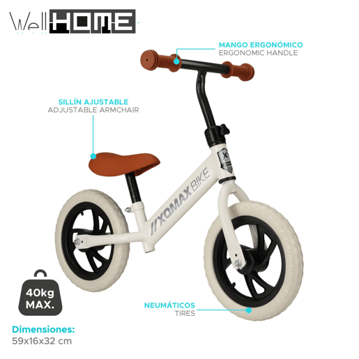 Bicicleta infantil de 12 polegadas com assento ajustável e rodas de EVA. Bicicleta infantil de 12 polegadas com assento ajustável e rodas de EVA.