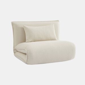 Poltrona conversível em tecido boucle texturizado, Fleeep, Branco sujo, 200x99x66 cm