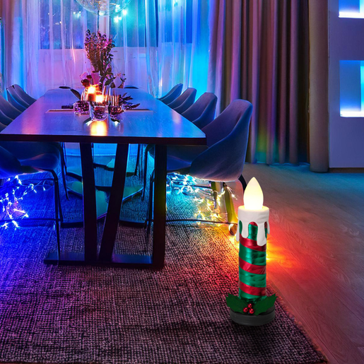 Vela dobrável Well Home com chama, luzes e música.