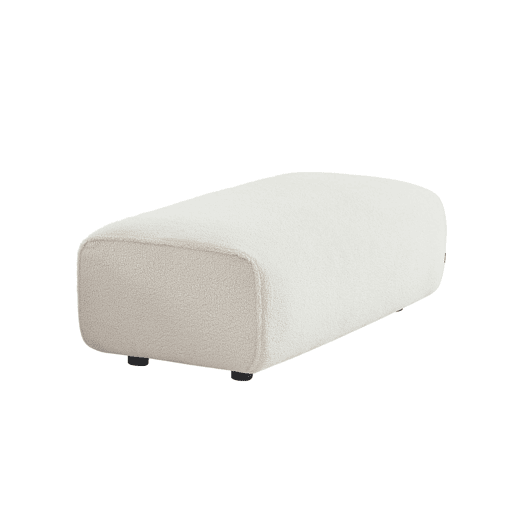 Pouf, apoio para os pés para sofá de canto boucle de 2 lugares, Wallas boucle, Branco, 123x60x41 cm