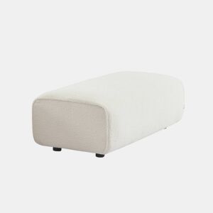 Pouf, apoio para os pés para sofá de canto boucle de 2 lugares, Wallas boucle, Branco, 123x60x41 cm