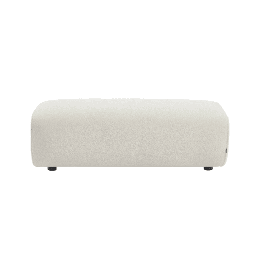 Pouf, apoio para os pés para sofá de canto boucle de 2 lugares, Wallas boucle, Branco, 123x60x41 cm