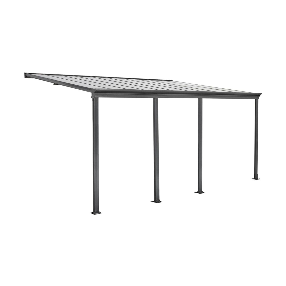 Pérgola cochera de aluminio adosada con canalón integrado, 3x6m, avenio, antracita, 618x303x258 cm