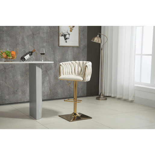Banco vintage - Altura do balcão - Com encosto e apoio para os pés - Marfim (Ivory)
