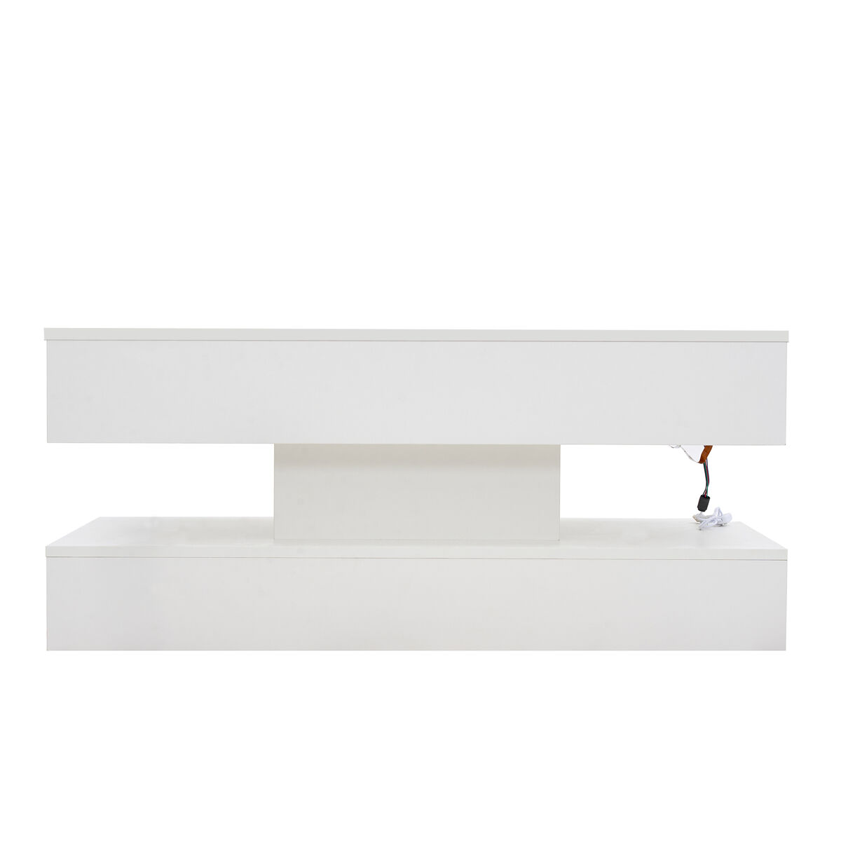 mesa de centro 100x50x42 cm - con iluminacion led y almacenamiento oculto - blanco