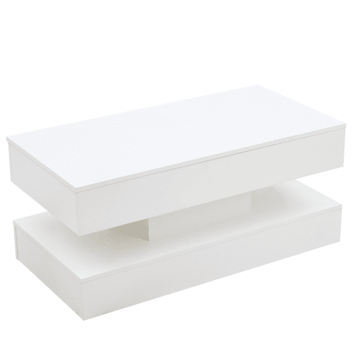 Mesa de centro 100x50x42 cm - Com iluminação LED e arrumação oculta - Branco