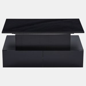 Mesa de sala moderna 90x55x41 cm - Mesa auxiliar com 4 gavetas e iluminação LED - Preta