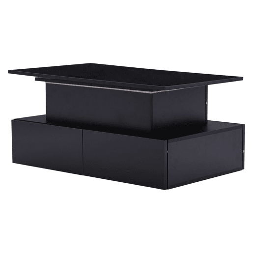 Mesa de sala moderna 90x55x41 cm - Mesa auxiliar com 4 gavetas e iluminação LED - Preta