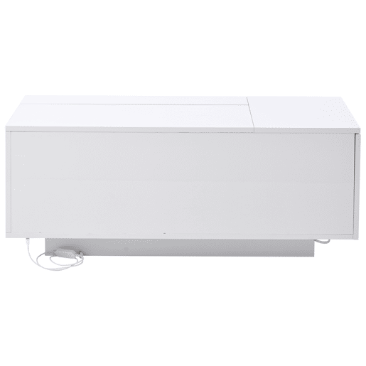 Mesa de centro 100x50x40 cm - Mesa de café ajustável com arrumação oculta, mesa auxiliar com luz LED, mesa de sala com gaveta - Branca