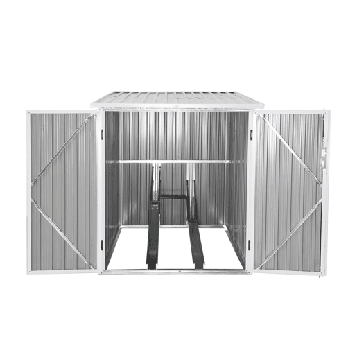 Abrigo para bicicleta em aço galvanizado com kit de ancoragem, 2 bicicletas, Nave, Beige, 142x198x157 cm