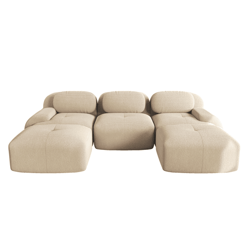 Sofá modular em U - sem montagem - antiderrapante, adequado para animais de estimação, 32D com almofadas ergonómicas - Bege