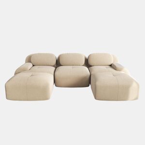 Sofá modular em U - sem montagem - antiderrapante, adequado para animais de estimação, 32D com almofadas ergonómicas - Bege