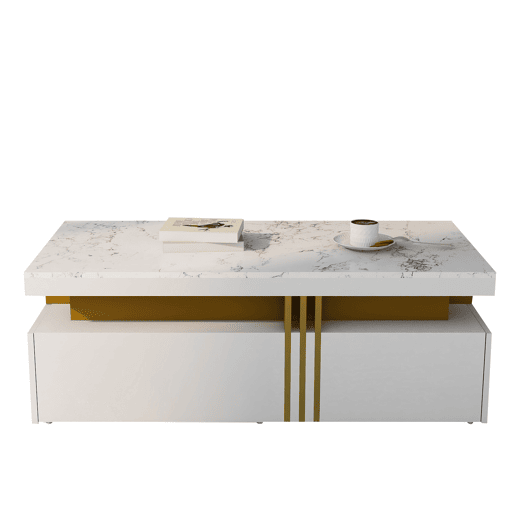 Conjunto de móveis para TV branco - Mesa de centro + móvel para TV - Multifuncional Conjunto de móveis para TV branco - Mesa de centro + móvel para TV - Multifuncional