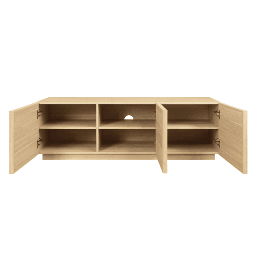 Móvel de TV decorativo madeira 3 portas, 140cm, Kuba, Natural, 140x43x45 cm