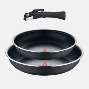 Conjunto de 2 frigideiras Bergner Click&Cook Ø22Ø26cm em alumínio prensado preto com indicador de temperatura + cabo removível