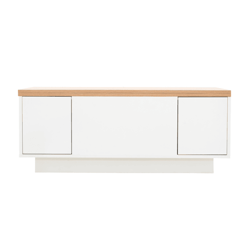 Mesa de centro moderna com mecanismo duplo elevável, arrumação oculta, suporta até 50 kg - BrancoNatural