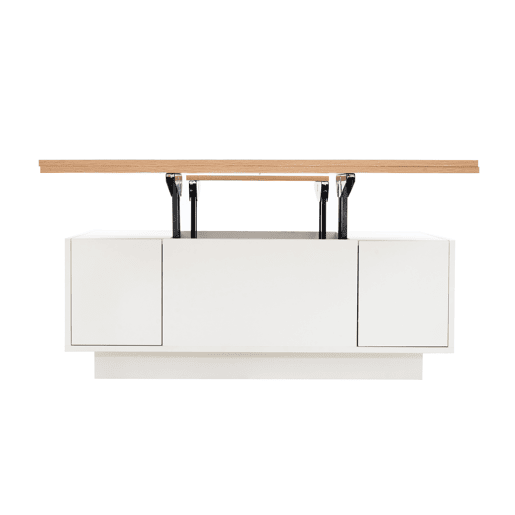 Mesa de centro moderna com mecanismo duplo elevável, arrumação oculta, suporta até 50 kg - BrancoNatural