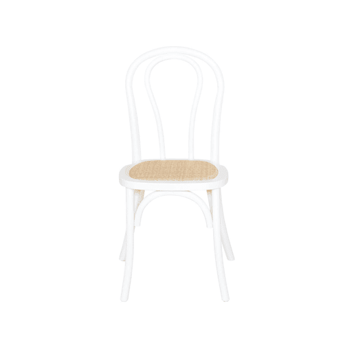 Cadeira vintage de madeira e rattan, set de 4, Bastille, Branco, 48x49.5x90 cm