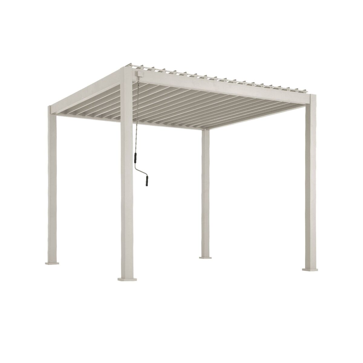 Pérgola bioclimática 3x3m de aluminio con lamas orientables, triomphe 3x3m, beige, 301x301x250 cm