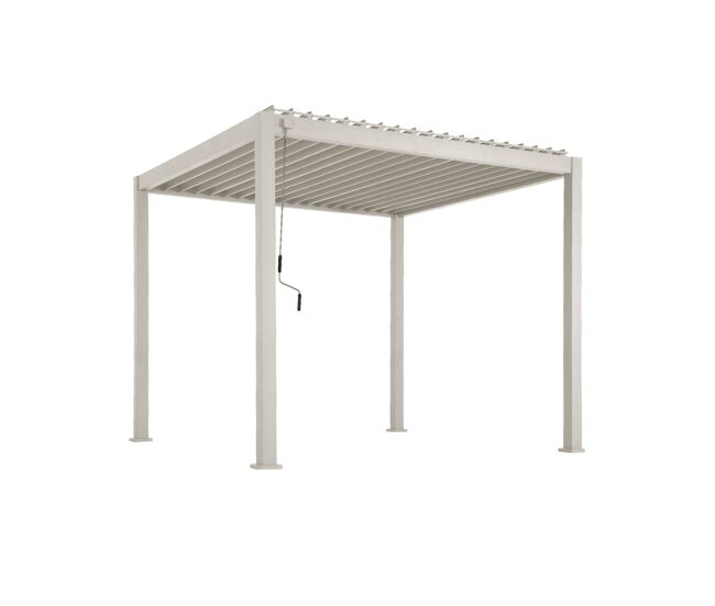 Pérgola bioclimática 3x3m de aluminio con lamas orientables, triomphe 3x3m, beige, 301x301x250 cm