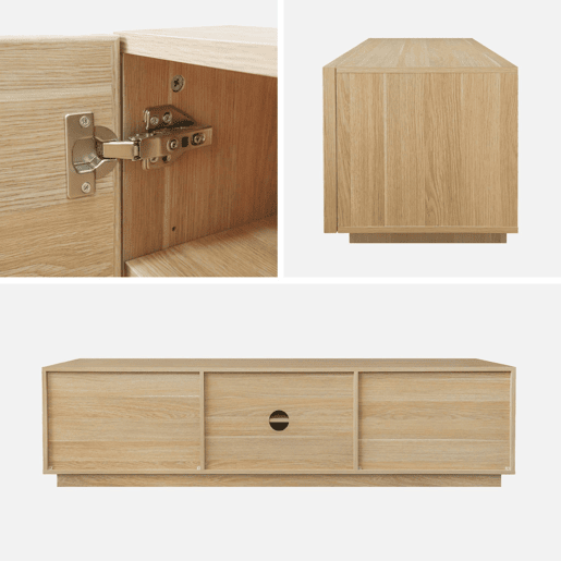 Móvel TV efeito madeira 3 portas, 180cm, Kuba, Natural, 180x43x45 cm
