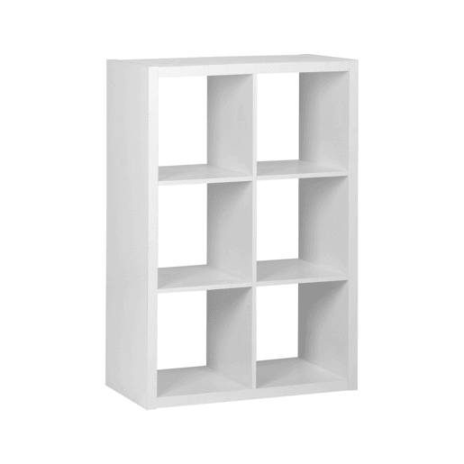 Estante de 2 níveis com 6 compartimentos, Basiks, Branco, 76x39x111.2 cm