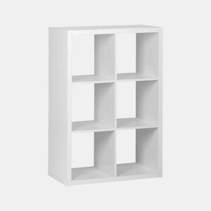 Estante de 2 níveis com 6 compartimentos, Basiks, Branco, 76x39x111.2 cm