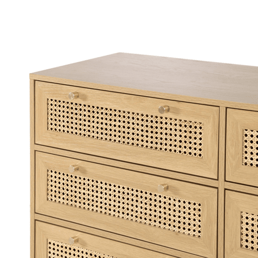 Cômoda decor madeira e cana, 6 gavetas, Judith, Natural, 120x40x80 cm