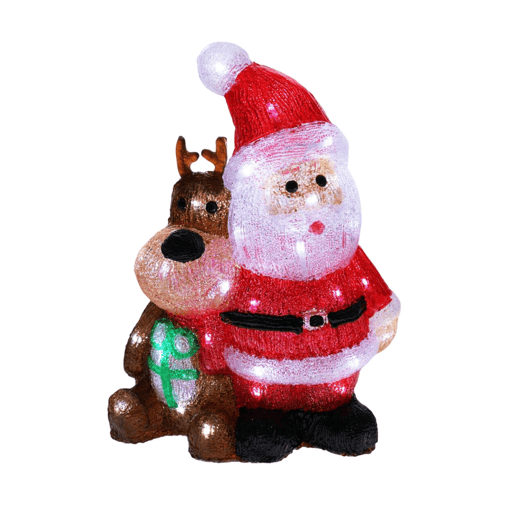 Papai Noel e rena iluminados com luzes LED e temporizador.