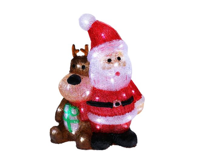 Well home figura luminosa de papá noel y reno con luces led y temporizador