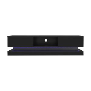 Móvel de TV 160x35x40,5 cm - Com LED, 2 gavetas, controlo de aplicação, design anti-queda - Preto