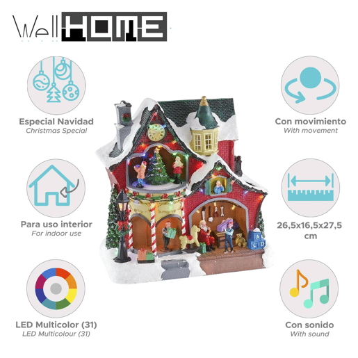 Decoração de Natal: Oficina do Papai Noel com 31 luzes e música.