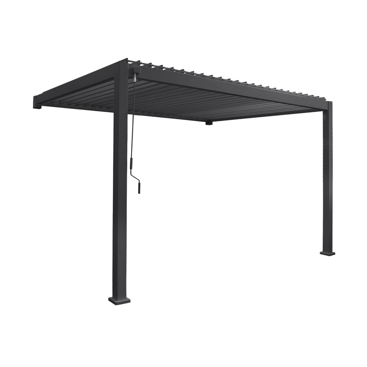 Pérgola bioclimática 3x4m de aluminio adosada con lamas orientables, triomphe 3x4m adosada, antracita, 391x301x250 cm