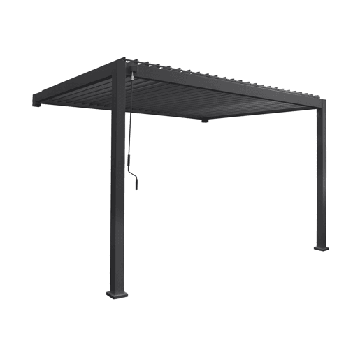 Pérgola bioclimática 3x4m de alumínio adossada com lâminas orientáveis, Triomphe 3x4m adossada, Antracite, 391x301x250 cm