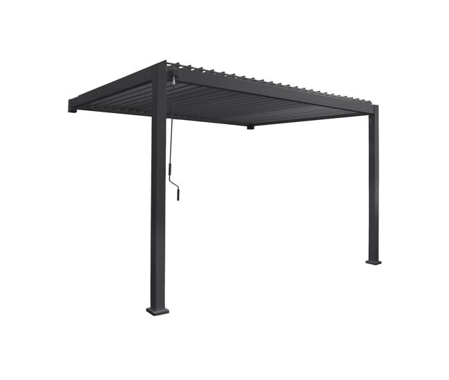 Pérgola bioclimática 3x4m de aluminio adosada con lamas orientables, triomphe 3x4m adosada, antracita, 391x301x250 cm