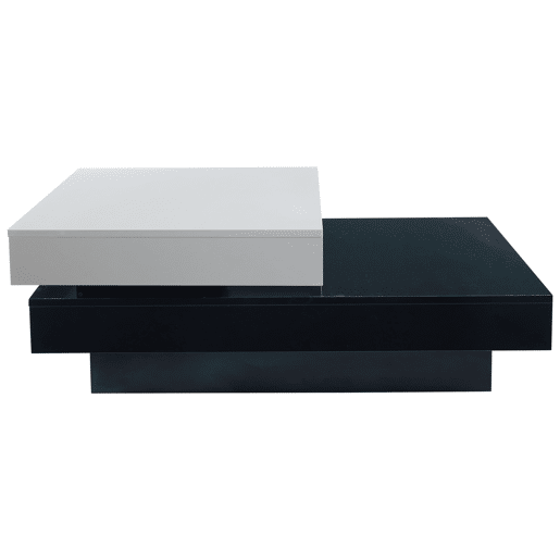 Mesa de centro giratória - Mesa moderna com superfície brilhante, mesa de dupla camada - Branco e preto Mesa de centro giratória - Mesa moderna com superfície brilhante, mesa de dupla camada - Branco e preto