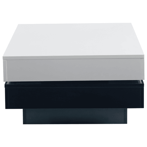 Mesa de centro giratória - Mesa moderna com superfície brilhante, mesa de dupla camada - Branco e preto Mesa de centro giratória - Mesa moderna com superfície brilhante, mesa de dupla camada - Branco e preto