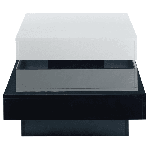Mesa de centro giratória - Mesa moderna com superfície brilhante, mesa de dupla camada - Branco e preto Mesa de centro giratória - Mesa moderna com superfície brilhante, mesa de dupla camada - Branco e preto