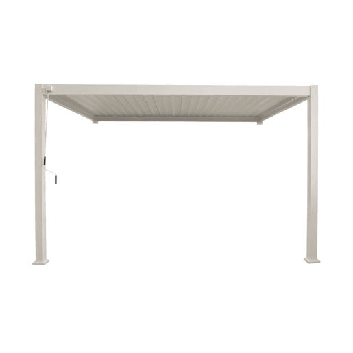 Pérgola bioclimática 3x4m de alumínio adossada com lâminas orientáveis, Triomphe 3x4m adossada, Beige, 391x301x250 cm