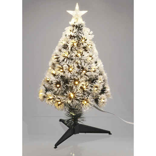 Árvore de Natal de fibra ótica com 60 luzes LED brancas quentes e 8 funções.